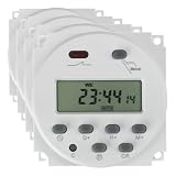 Baomain Time Switch Relay,Digital LCD Programmable Timer,110V AC Input,200-250V 16A Output,28 Programs Daily/Weekly Schedule,CN101A for Lighting and Equipment Control (Pack of 4)