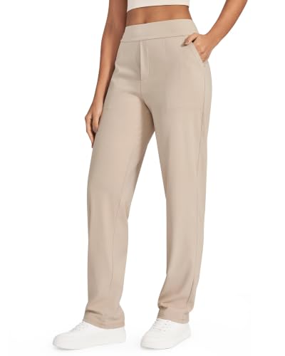 G4Free ShiftReady Trousers for Women Straight Leg(Light Khaki,XXL,Regular)