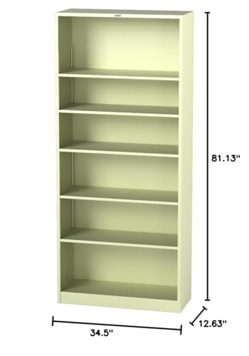 Image of HON Brigade Metal Bookcase - Bookcase with 6 Shelves, 34-1 /2w by 12-5 /8d by 81-1 /8 h, Putty (HS82ABC)
