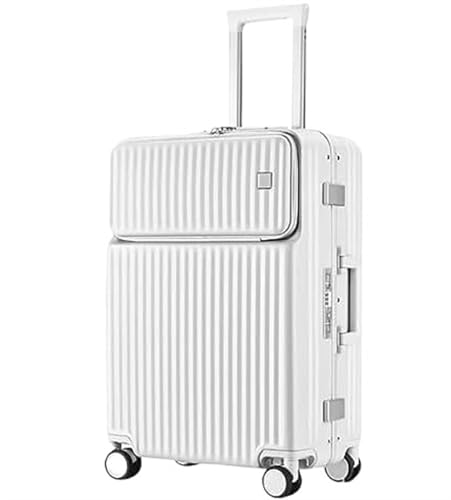 Luggage Travel Gear Luggage Resistant Hard Luggage Aluminum Frame Carry On Luggage Security Lock Suitcase(White,20in)