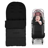 Fußsack Kinderwagen Winter, Afenau Fußsack Buggy Winter mit Reißverschluss, 100 cm Universal Kinderwagen Fußsack, Wasserdicht Wintersack Kinderwagen, Baby Fußsack für 0-3 Jahre Alt (Schwarz)