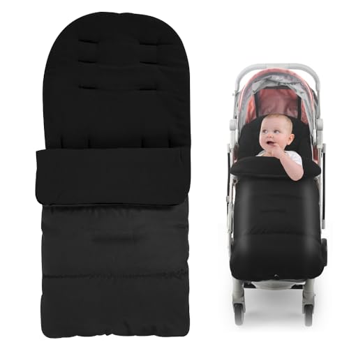 Saco Silla Paseo Universal, Afenau Saco Universal Silla Paseo con Cremallera, 100 cm Saco Carro Bebe Invierno, Impermeable Saco Invierno Bebe Carrito para 0-3 Años (Negro)