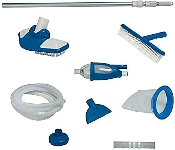 Intex Deluxe Automatic Surface Skimmer Bundled with Maintenance Kit w/ Vacuum & Pole, Swimming Pool Cleaning Tools for Above Ground and InGround Pools