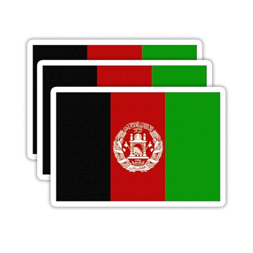 Image of (3PCS) Afghanistan Flag stickers, Countries Flag Stickers, Waterproof Vinyl Decals For Laptops, Tumblers, Water Bottles, Books, Scrapbooks, Size 3 x 2.1 Inch