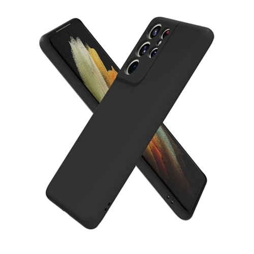 oakxco for Samsung Galaxy S21 Ultra Case Silicone, Ultra Slim Thin Phone Case for Women Girls, Plain Solid Color Minimalist Aesthetic Cute Girly Design, Soft Rubber Gel TPU with Camera Cover, Black