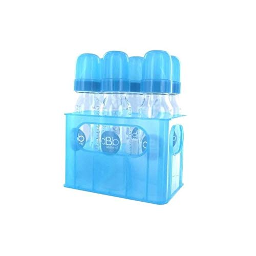 dBb Remond Porte-Biberons + 6 Biberons Verre - Tétine Nn - Silicone - Système Rond - Turquoise Translucide - 240 ml