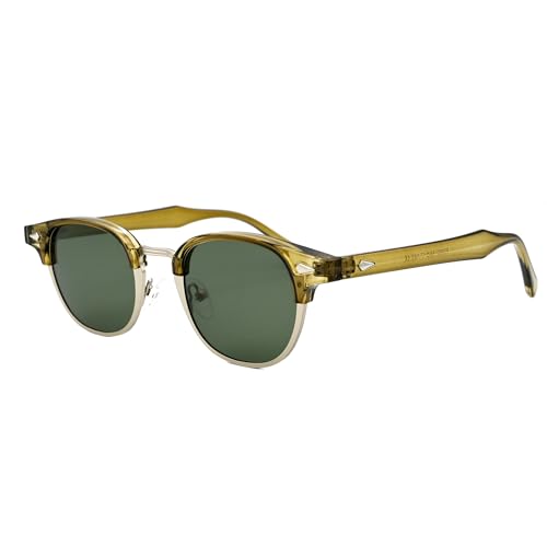 Image of Onrtry Classic Polarized Sunglasses for Men Women Semi-Rimless Frame Sun Glasses Fashion Retro Designer Shades(Oilver Green&Silver Frame /G15 Lens)