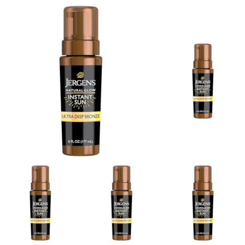 Image of Jergens Natural Glow Instant Sun Body Mousse, Ultra Deep Bronze, 6 Fl Oz (Pack of 5)