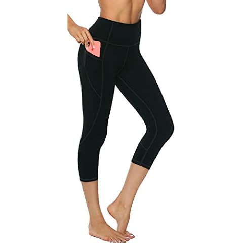 PERSIT Yoga Pants for Women with Pockets High Waisted Workout Tiktok Leggings Athletic Gym Yoga Leggings - Black - XS Cover