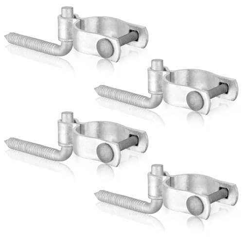 Image of MorningRo 8 Pcs Farm Gate Hinge Set 5 /8'' x 2'' Chain Link Fence Gate Post Hinge in Zinc Plated, 5 /8 inch x 4-1 /2 inch Wood Post Lag Screw