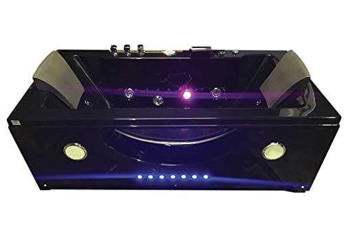 Whirlpool Bathtub Hydrotherapy Black Hot Tub Double Pump With 24 Jets Hypnotic #TOP1