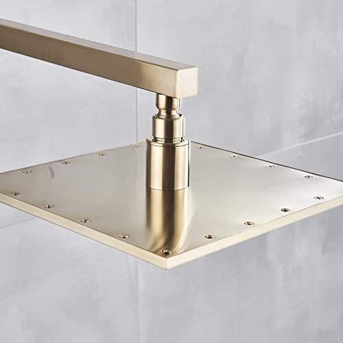 Senlesen Brushed Gold Polished Rainfall Shower Head High Pressure 16 Inch Square Shower Head For Bathroom Adjustable Wall Mount Showerhead #TOP2