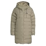 adidas Women's Parka Essentials Climawarm 3-Stripes Light Down Hooded, Silver Pebble, XS