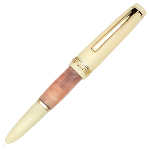 Gullor ミニ万年筆ゴールドトリム、アクリルポケットペン、ピンク、隠し極細ペン先(0.38mm)