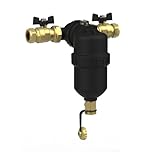 HULTHOR 22mm Magnetic Boiler Filter – 10,000 Gauss Central Heating Magnetic Filter with Isolation Valves – Inline Boiler Sludge Filter for Heating Systems