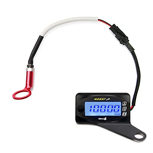 Medidor multifunción 4 en 1 para motocicleta Mini 4 metros (tacómetro RPM+temperatura de la culata del cilindro+voltímetro+reloj) 4 en 1 multímetro digital de calibre multifuncional (14mm, derecho)