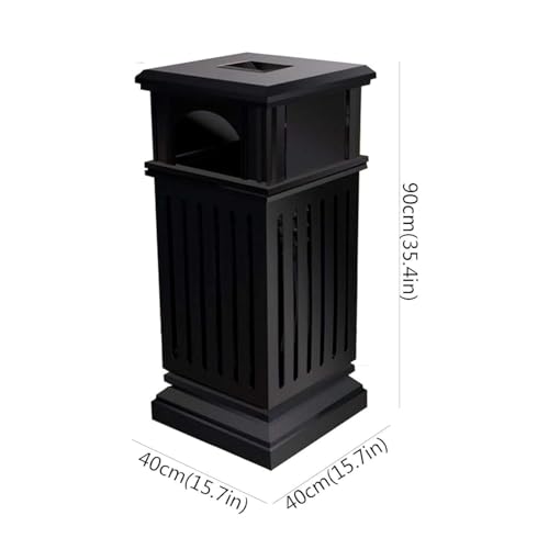BODHIS Mülltonnen Quadratischer Mülleimer aus Eisen für den Außenbereich Große Mülleimer Retro-Mülleimer für Hotels, Einkaufszentren, gewerbliche Abfalleimer für den Außenbereich 35-Zoll-Mülleimer – Bild 3