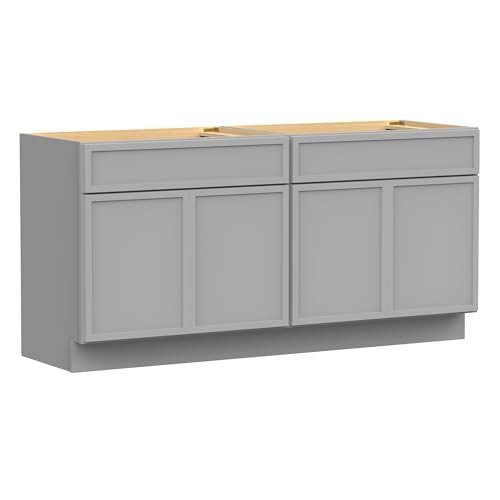 Vanity Art 78 Inch Bathroom Vanity Base Cabinet Double Sink Top (Without Sink), Soft Closing Door, Storage Unassembled Cabinet, Grey, 2ea 39 Inch Cabinet Combo