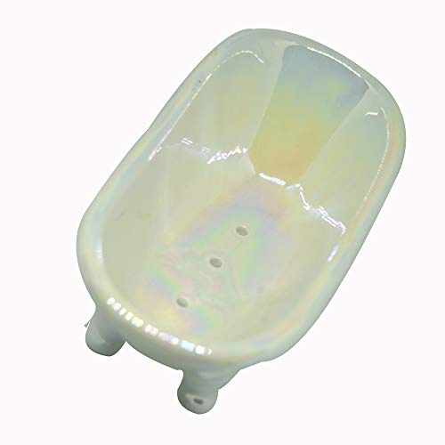 Shining Glittering Rainbow Ceramic Victorian Bathtub Shaped Porcelain Soap Dish Holder Tray Bathroom Kitchen Decor Best Gift (Victorian Style 1Pcs) #TOP4