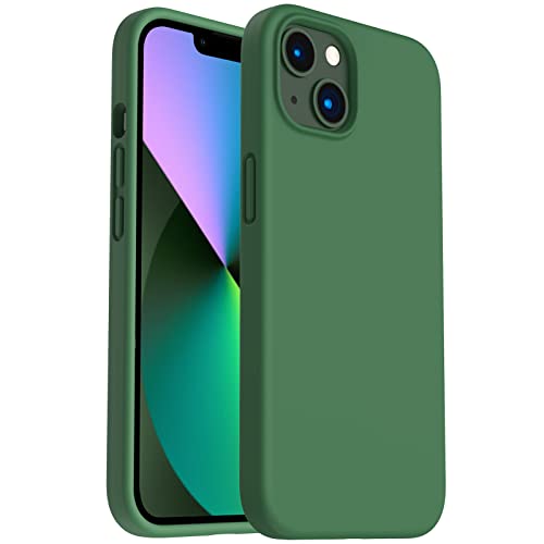 ORNARTO Silicone Lliquide Conçu pour Coque iPhone 13, Case Gel en Caoutchouc de Protection Complète du Corps Coque Anti-Chocs Case de Protection Housse Silicone 6,1-Vert