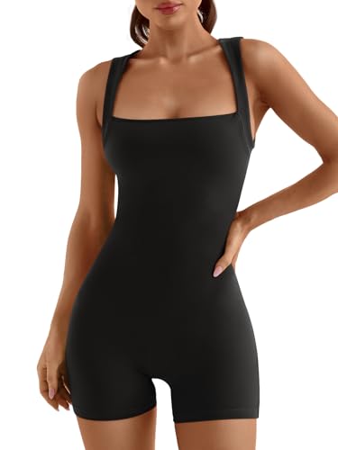 Catálogo de Monos para Mujer que puedes comprar esta semana. 50 AUTOMET - Overol de una pieza para mujer, con control de barriga, ajustado para verano, Negro, S