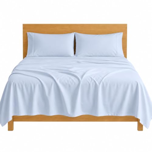 Image of SGI bedding 100% Egyptian Cotton Sheets Twin Size - 600 Thread Count Sheets Set, Soft, Cooling, 15 inch Deep Pocket, Luxury Hotel Bedding, Breathable, Durable - Light Blue