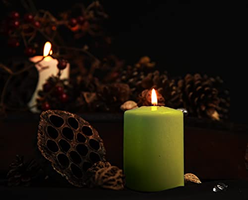 Hyoola Olive Green Pillar Candles 3X6 Inch - 6 Pack Unscented Pillar Candles Bulk - European Made #TOP7