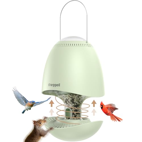 Smart Spinning Squirrel Proof Bird Feeder for Outdoor Hanging, Smart Wild Bird Feeder, Automatic Seed Dryer, Bird Watching Gift-5LB Seed Capacity, Easy to Clean & Refill, Charger Included.