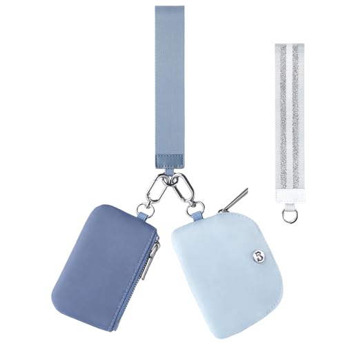 Mini Zip Around Dual Pouch Wristlet With 2 Straps Wristlet Keychain Wallet for Women Coin Purse Small Cute for Teen Girl