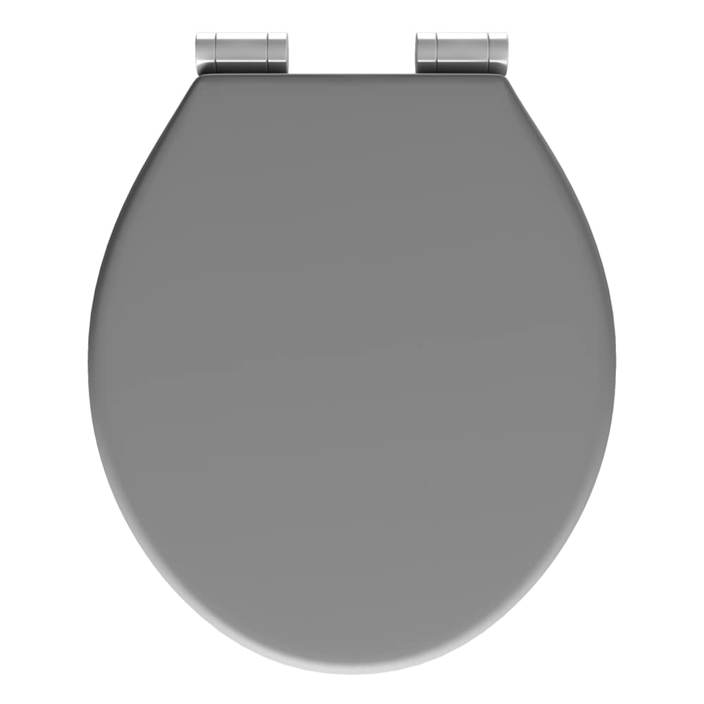 The Bath People Grey Universal Light Toilet Seat With Soft Close Hinges Bathroom