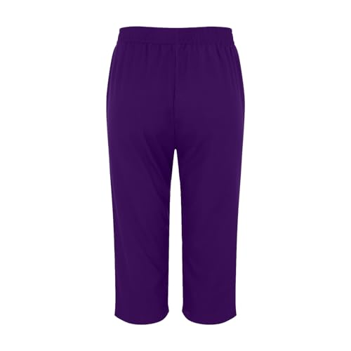 Generic Linen Pants Women,Summer Capri Casual Drawstring Elastic Waist,Straight Wide Leg Pants Cotton Trousers with Pocket3