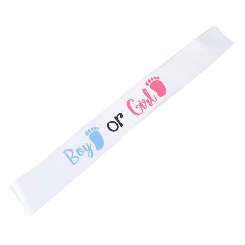 Boy or Girl Gender Reveal Sash Pink Blue, for Baby Shower Decoration Gender Reveal Party Supplies Pregnancy Prop, for Mom and Dad, Made of Fabric & Satin Ribbon, 63x4 Inches