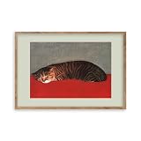 阪画屋 アートパネル アートボード ポスター 玄関 壁画 壁掛け 壁飾り 部屋飾り 飾り絵 絵 絵画 油絵 ソファの背景画 インテリア 現代 モダン フレーム 額付き 木枠付きの完成品 木目調 キャンバス 猫 ネコ ペット アニマル 動物 プレゼント ギフト 40×30