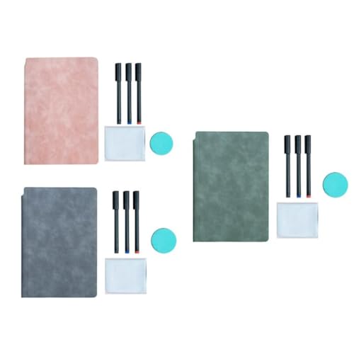 Carnet effaçable tableau blanc réutilisable avec couverture PU souple rose - 5