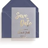 XOXOKristen Custom Gold Save the Date cards for Weddings with Envelopes printed on Translucent Vellum Paper, Personalized Save the Dates for Wedding Invitations, Rose Gold and Silver Foils, 5x7 or 4x6