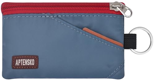 Image of RFID Blocking Travel Wallet with Adjustable Lanyard, Small Nylon Zipper Pouch and Badge Holder for ID, Credit Cards, Cash, Keys, Commuters (Slate Blue)
