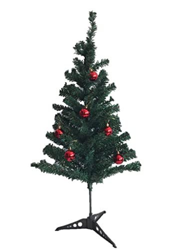 BEST&FREE Arbol de Navidad pequeño 90 cm con 6 Bolas de Navidad. Arbolito de Navidad con Adornos arbol de Navidad. Arbol de Navidad Baratos más 6 Bolas Navidad para Decorar Cover