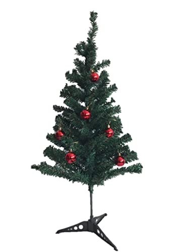 BEST&FREE Arbol de Navidad pequeño 90 cm con 6 Bolas de Navidad. Arbolito de Navidad con Adornos arbol de Navidad. Arbol de Navidad Baratos más 6 Bolas Navidad para Decorar.