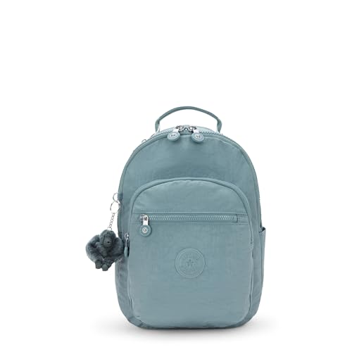 Kipling Mochila feminina Seoul pequena para tablet, durável, alças acolchoadas com manga para tablet, Cinza relaxado, 10.5''L x 13.75''H x 6.75''D, Kipling Mochila feminina Seoul S
