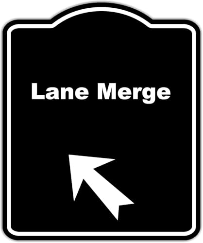 Lane Merge Black Sign Arrow Up Left Aluminum Composite Sign 15 x 18 inches