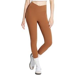 BALEAF Women’s Crossover Leggings with Pockets for Yoga Workout Tummy Control High Waisted Cross V Waist