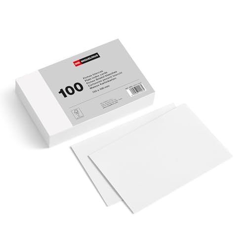 Miquelrius - Fiszki, 100 zwykłych kartek do notatek, karty do nauki, papier offsetowy 200 g/m², rozmiar 100 x 150 mm