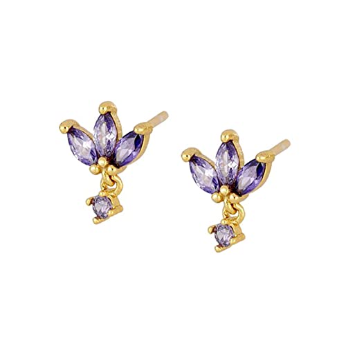 Boucles d'oreilles argent pour femme et tragus à tige feuilles avec zircons
