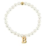 LuckyLy Pulseras Mujer Perlas Inicial Oro 18K, Joyería y Regalos para Mamá
