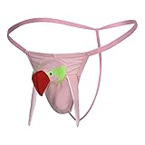 JEShifangjiusu Cartoon Bird Lingerie Men's Thong Sexy T-Back Underwear Bikini Panties Funny G-String Boxer Brief (Medium,Pink)