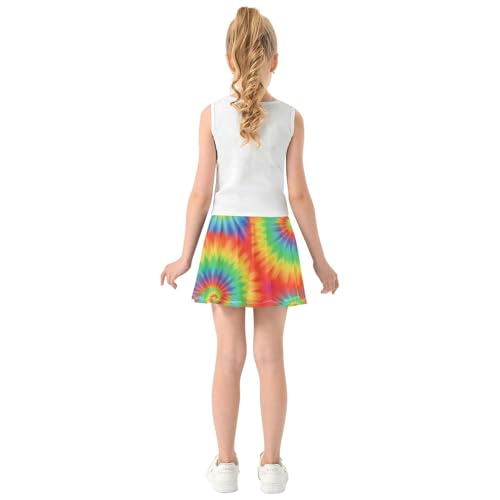 Children Girls' Shorts Athletic Skorts Skirts with Shorts Butterfly Skirt Vibrant Rainbow Spiral Tie Dye 4t4