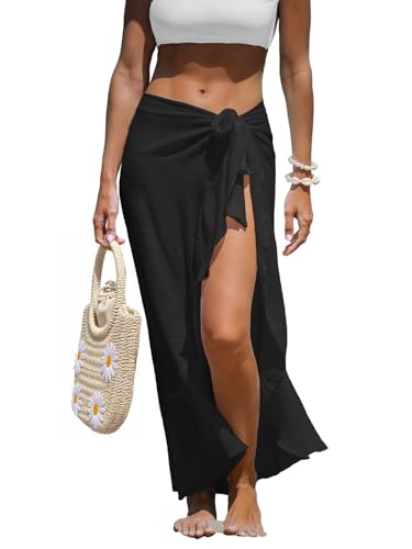 CUPSHE Women's Sarong Cover Up Chiffon Swimwear Wrap Skirt Self Tie Ruffle Beach Cover Ups