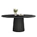 Tribesigns Oval Dining Table for 6 People, 55.11-Inch Farmhouse Kitchen Dinner Table with Cylindrical Pedestal (All Black)