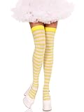 Leg Avenue Womens Nylon Stocking W/Stripe, White/Yellow, One Size