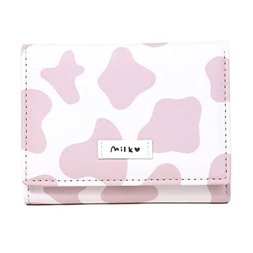 Lealonchi Girls Cute Cow Print Wallet Small Cartoon Tri-Folded Wallet Cash Pocket Card Holder Id Window Multi-Card Purse For Women #TOP25